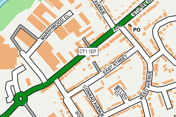 CT1 1DT map - OS OpenMap – Local (Ordnance Survey)