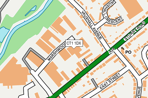 CT1 1DX map - OS OpenMap – Local (Ordnance Survey)