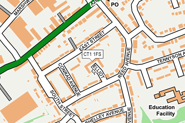 CT1 1FS map - OS OpenMap – Local (Ordnance Survey)