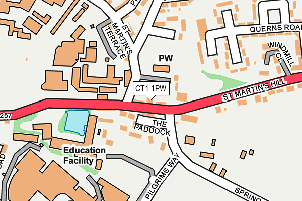 CT1 1PW map - OS OpenMap – Local (Ordnance Survey)
