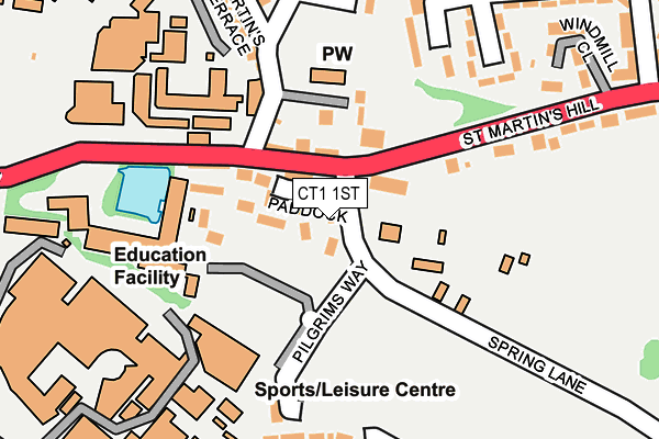 CT1 1ST map - OS OpenMap – Local (Ordnance Survey)