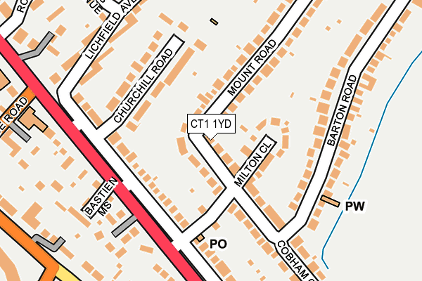 CT1 1YD map - OS OpenMap – Local (Ordnance Survey)