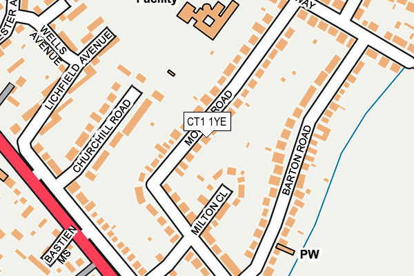 CT1 1YE map - OS OpenMap – Local (Ordnance Survey)