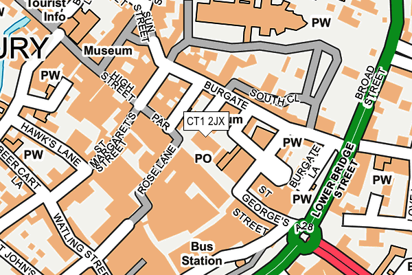 CT1 2JX map - OS OpenMap – Local (Ordnance Survey)