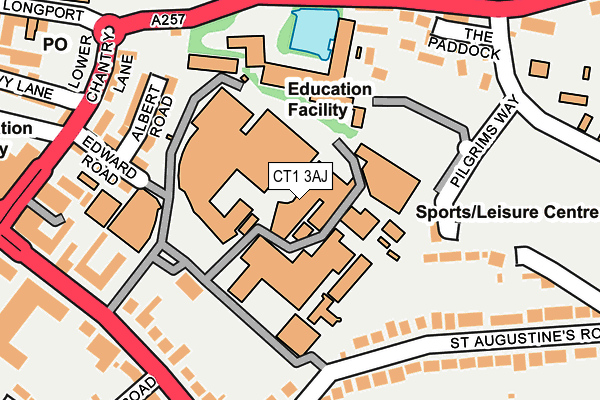 CT1 3AJ map - OS OpenMap – Local (Ordnance Survey)