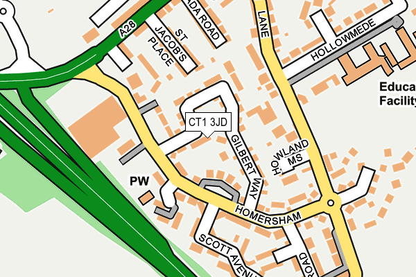 CT1 3JD map - OS OpenMap – Local (Ordnance Survey)