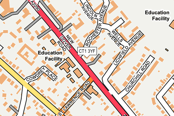 CT1 3YF map - OS OpenMap – Local (Ordnance Survey)