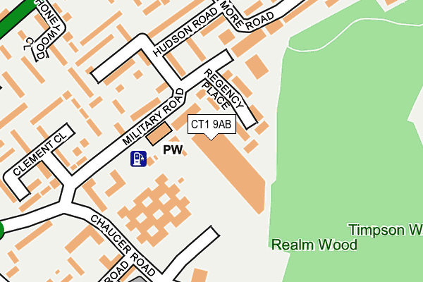 CT1 9AB map - OS OpenMap – Local (Ordnance Survey)