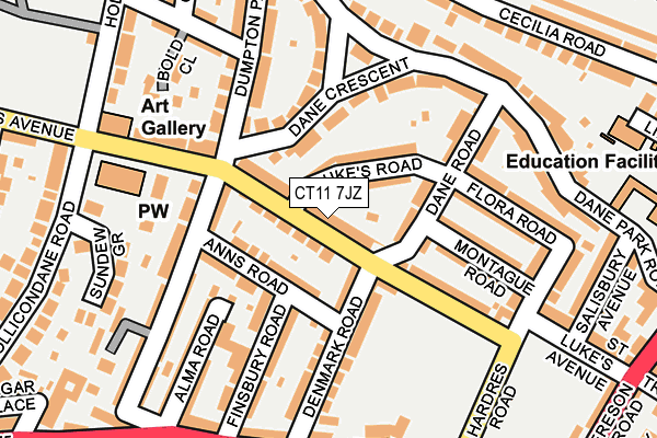 CT11 7JZ map - OS OpenMap – Local (Ordnance Survey)