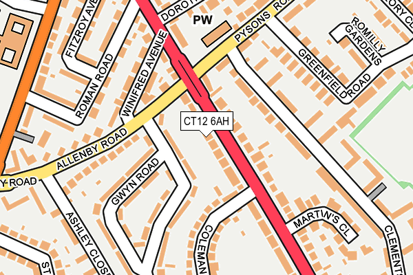 CT12 6AH map - OS OpenMap – Local (Ordnance Survey)