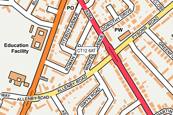 CT12 6AT map - OS OpenMap – Local (Ordnance Survey)