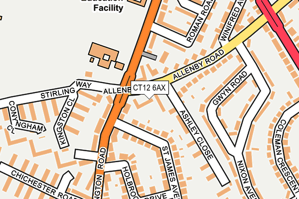 CT12 6AX map - OS OpenMap – Local (Ordnance Survey)