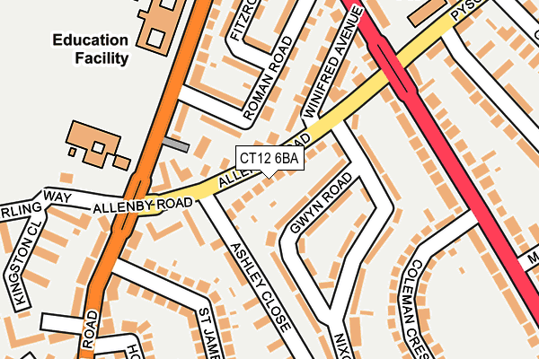 CT12 6BA map - OS OpenMap – Local (Ordnance Survey)