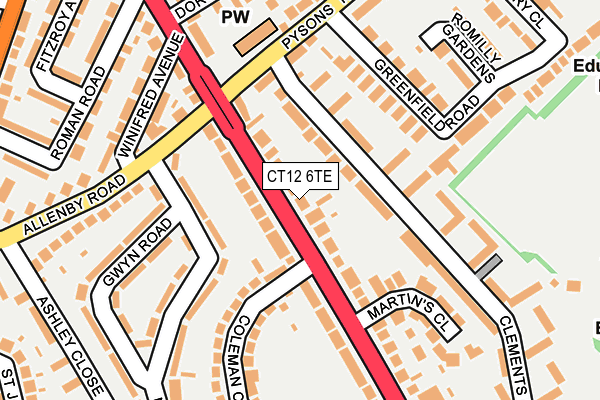 CT12 6TE map - OS OpenMap – Local (Ordnance Survey)