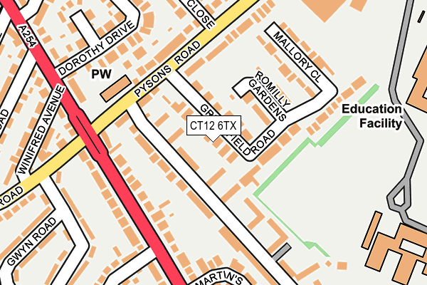CT12 6TX map - OS OpenMap – Local (Ordnance Survey)