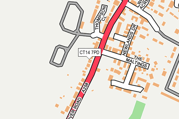 CT14 7PD map - OS OpenMap – Local (Ordnance Survey)