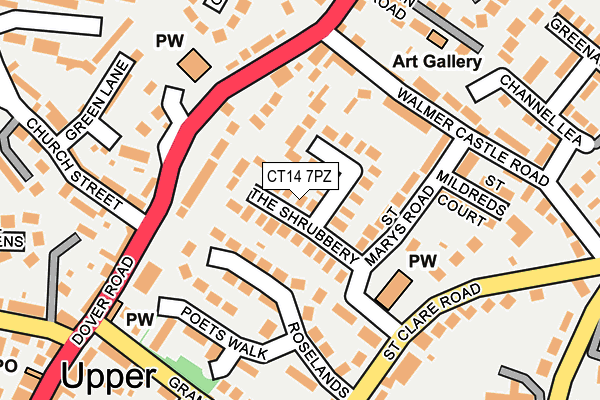 CT14 7PZ map - OS OpenMap – Local (Ordnance Survey)