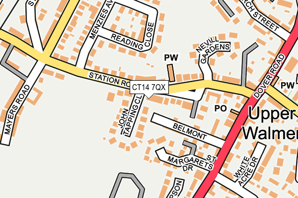 CT14 7QX map - OS OpenMap – Local (Ordnance Survey)