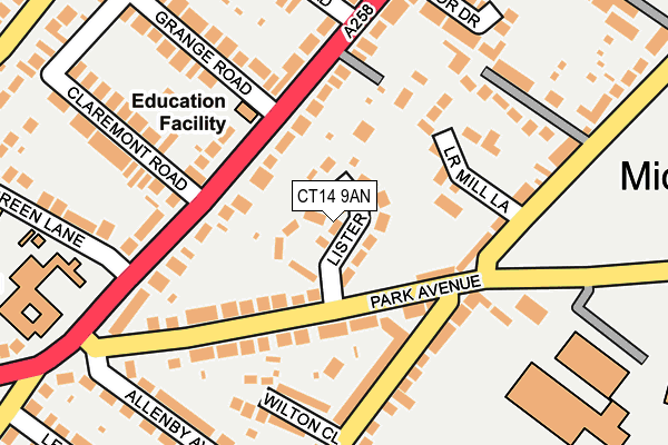 CT14 9AN map - OS OpenMap – Local (Ordnance Survey)