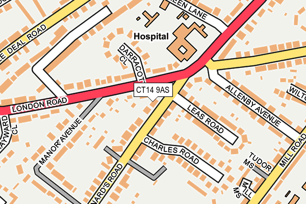 CT14 9AS map - OS OpenMap – Local (Ordnance Survey)