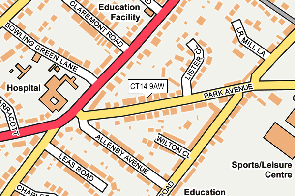 CT14 9AW map - OS OpenMap – Local (Ordnance Survey)