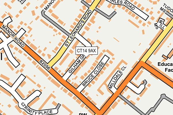 CT14 9AX map - OS OpenMap – Local (Ordnance Survey)