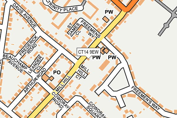 CT14 9EW map - OS OpenMap – Local (Ordnance Survey)
