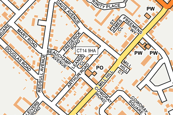 CT14 9HA map - OS OpenMap – Local (Ordnance Survey)