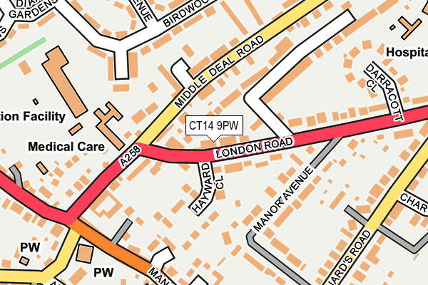 CT14 9PW map - OS OpenMap – Local (Ordnance Survey)