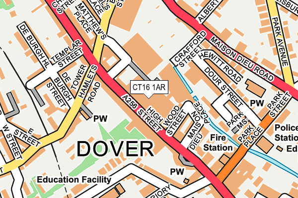 CT16 1AR map - OS OpenMap – Local (Ordnance Survey)