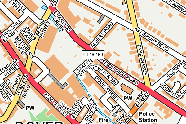 CT16 1EJ map - OS OpenMap – Local (Ordnance Survey)