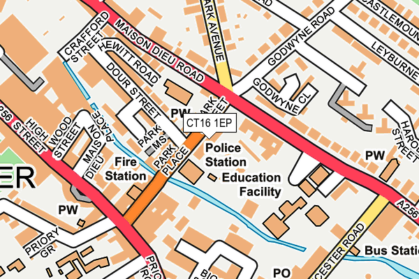 CT16 1EP map - OS OpenMap – Local (Ordnance Survey)