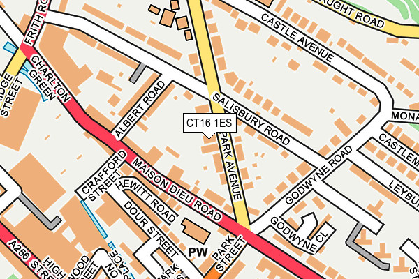 CT16 1ES map - OS OpenMap – Local (Ordnance Survey)