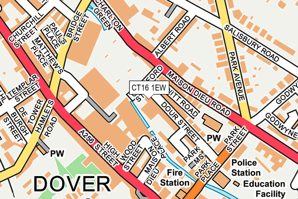 CT16 1EW map - OS OpenMap – Local (Ordnance Survey)
