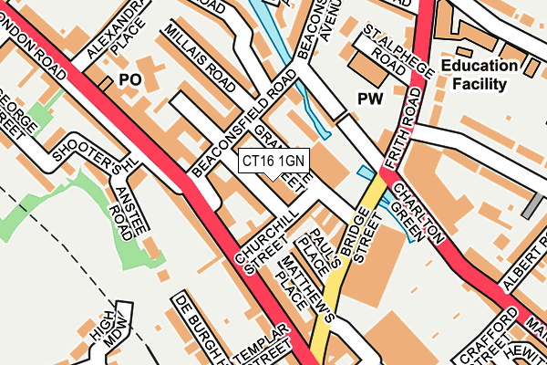 CT16 1GN map - OS OpenMap – Local (Ordnance Survey)