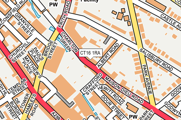 CT16 1RA map - OS OpenMap – Local (Ordnance Survey)