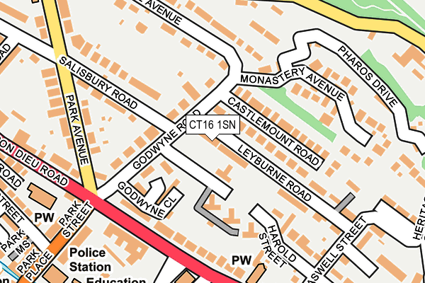 CT16 1SN map - OS OpenMap – Local (Ordnance Survey)