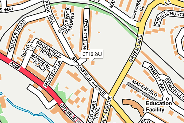 CT16 2AJ map - OS OpenMap – Local (Ordnance Survey)