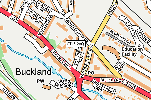 CT16 2AQ map - OS OpenMap – Local (Ordnance Survey)