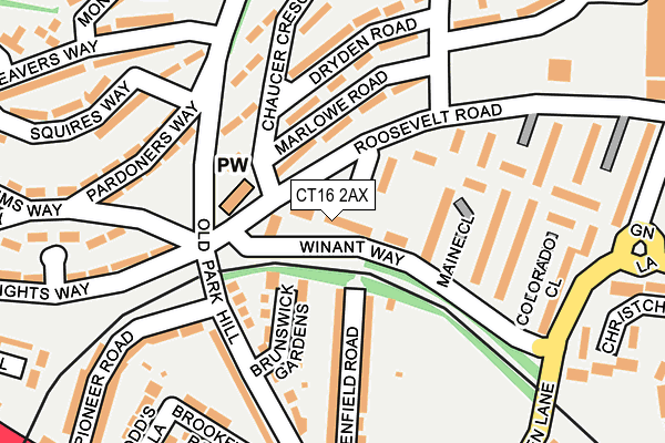 CT16 2AX map - OS OpenMap – Local (Ordnance Survey)