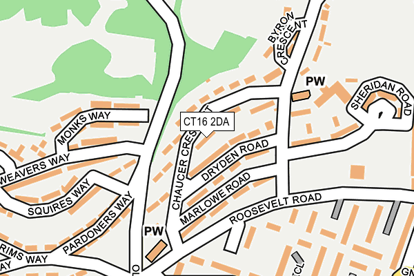 CT16 2DA map - OS OpenMap – Local (Ordnance Survey)