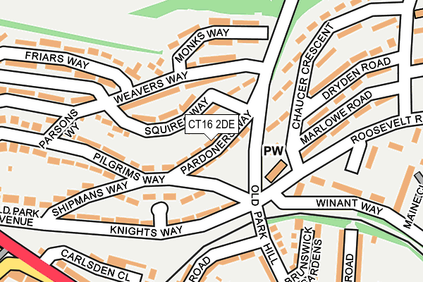 CT16 2DE map - OS OpenMap – Local (Ordnance Survey)
