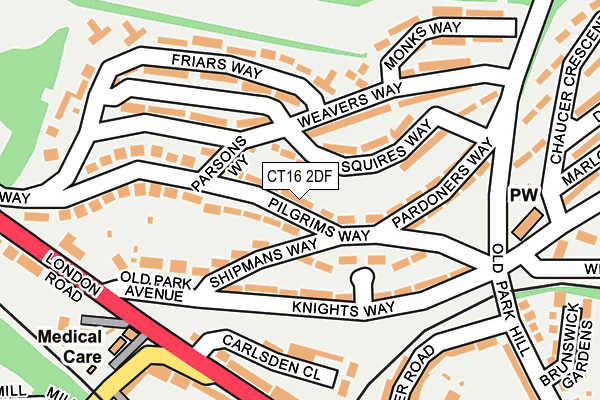CT16 2DF map - OS OpenMap – Local (Ordnance Survey)