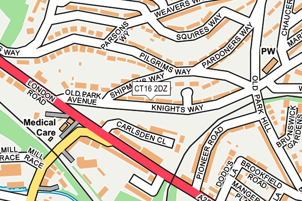 CT16 2DZ map - OS OpenMap – Local (Ordnance Survey)