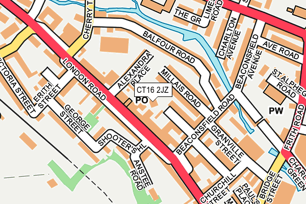 CT16 2JZ map - OS OpenMap – Local (Ordnance Survey)
