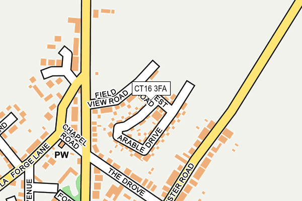 CT16 3FA map - OS OpenMap – Local (Ordnance Survey)