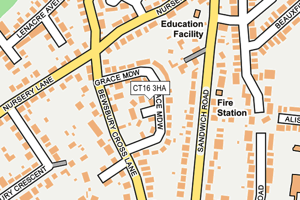 CT16 3HA map - OS OpenMap – Local (Ordnance Survey)