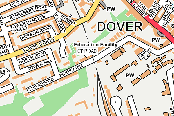 CT17 0AD map - OS OpenMap – Local (Ordnance Survey)