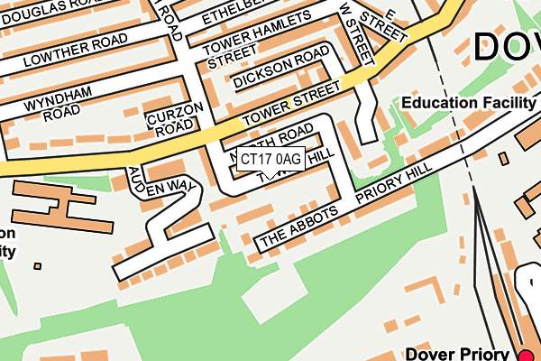 CT17 0AG map - OS OpenMap – Local (Ordnance Survey)