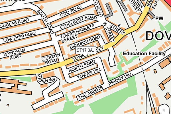 CT17 0AJ map - OS OpenMap – Local (Ordnance Survey)